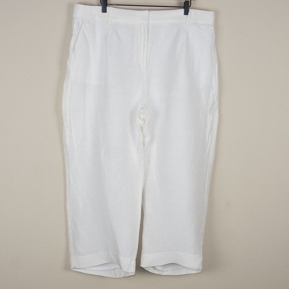 J Crew Straight Leg Essential Chelsea Linen Blend Lined White Pants Womens Sz 18